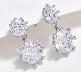 Diamonique 120 Facet Sterling Silver Prestige Round Drop Earrings